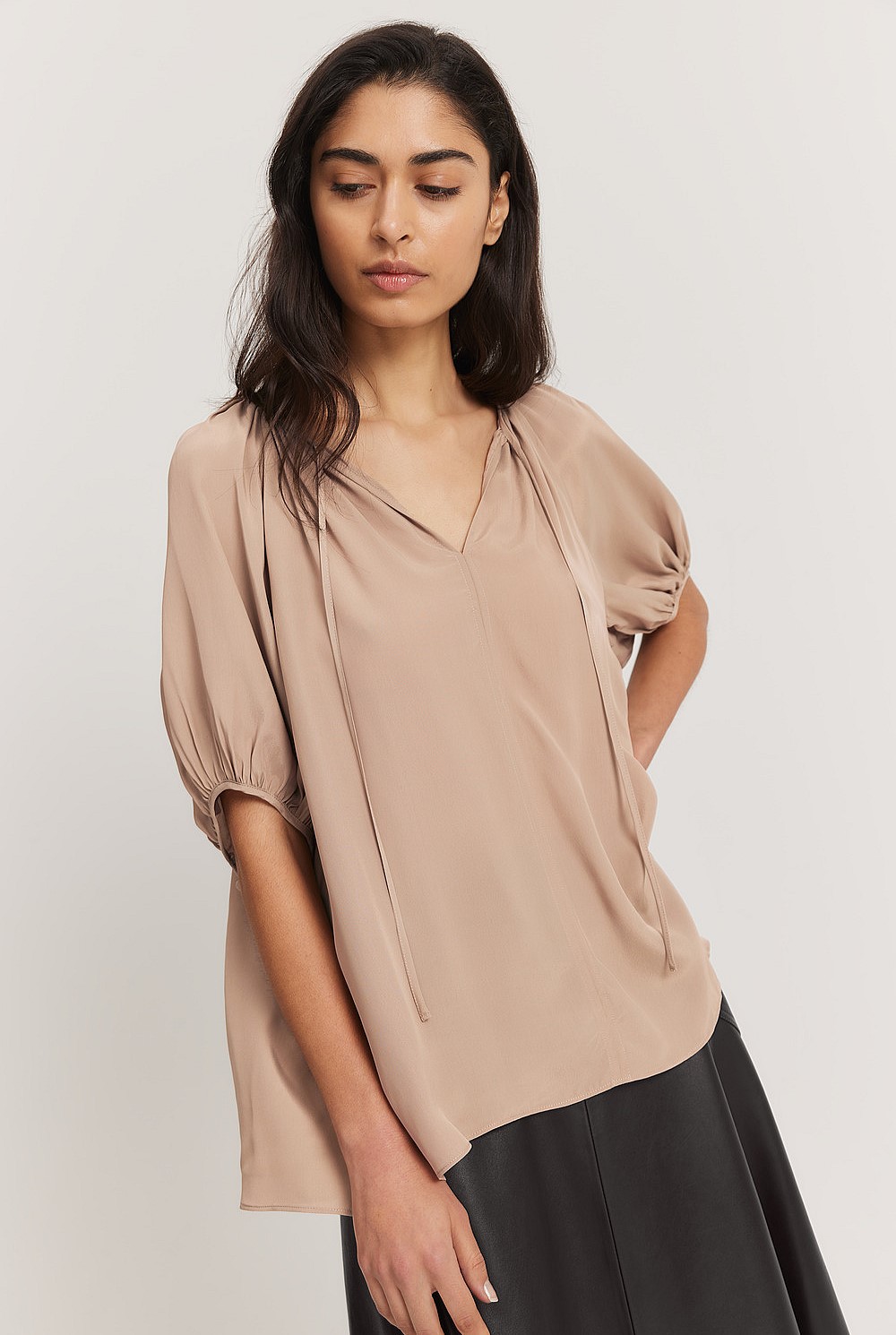 Gathered Short Sleeve Popover