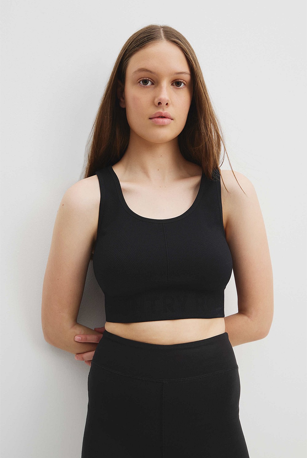 Teen Recycled Nylon Tech Logo Crop