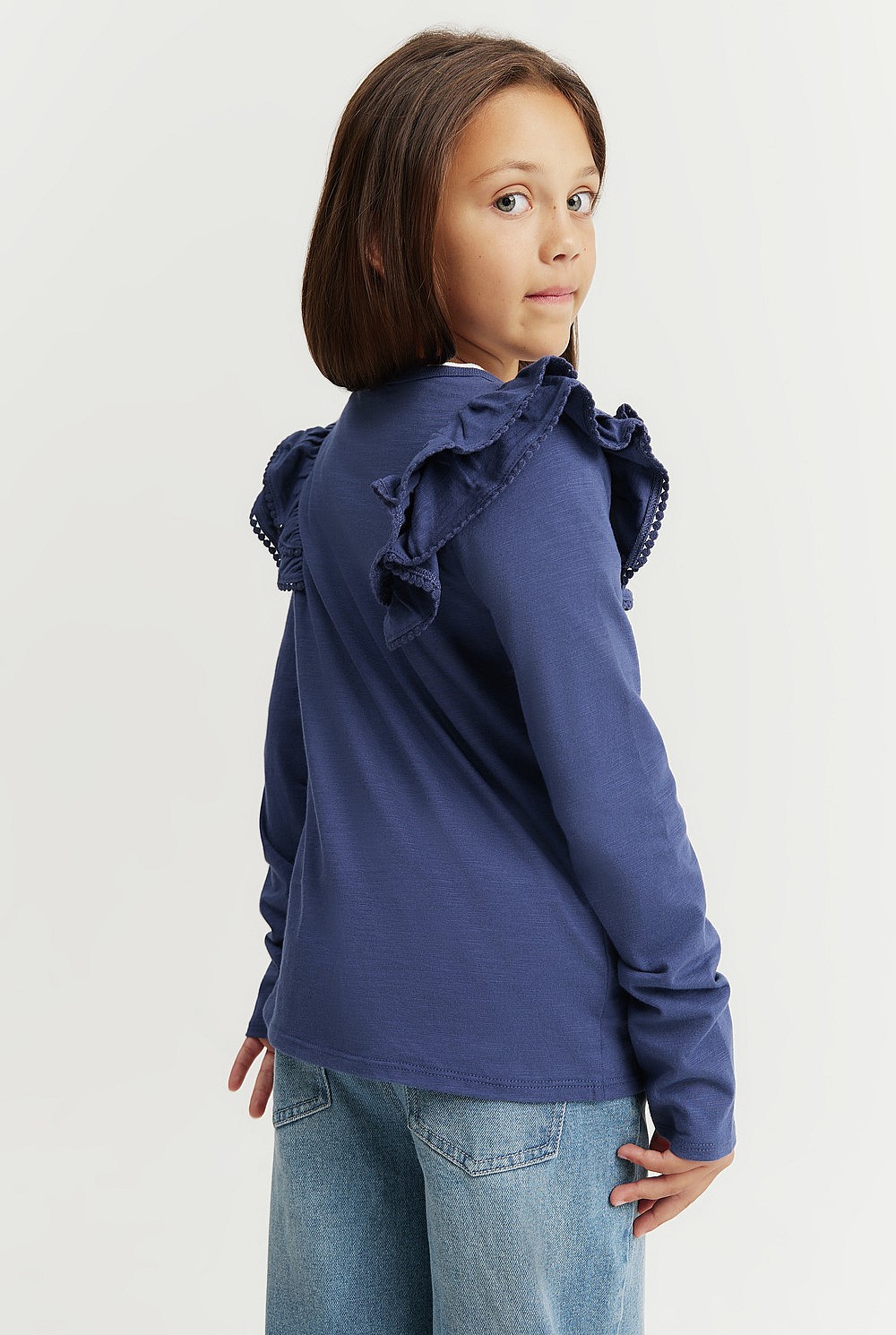 Organically Grown Cotton Slub Frill T-Shirt