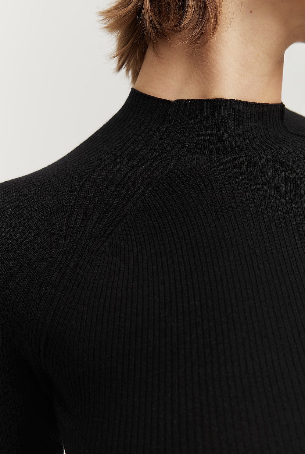 Australian Merino Wool Silk Mock Neck Knit