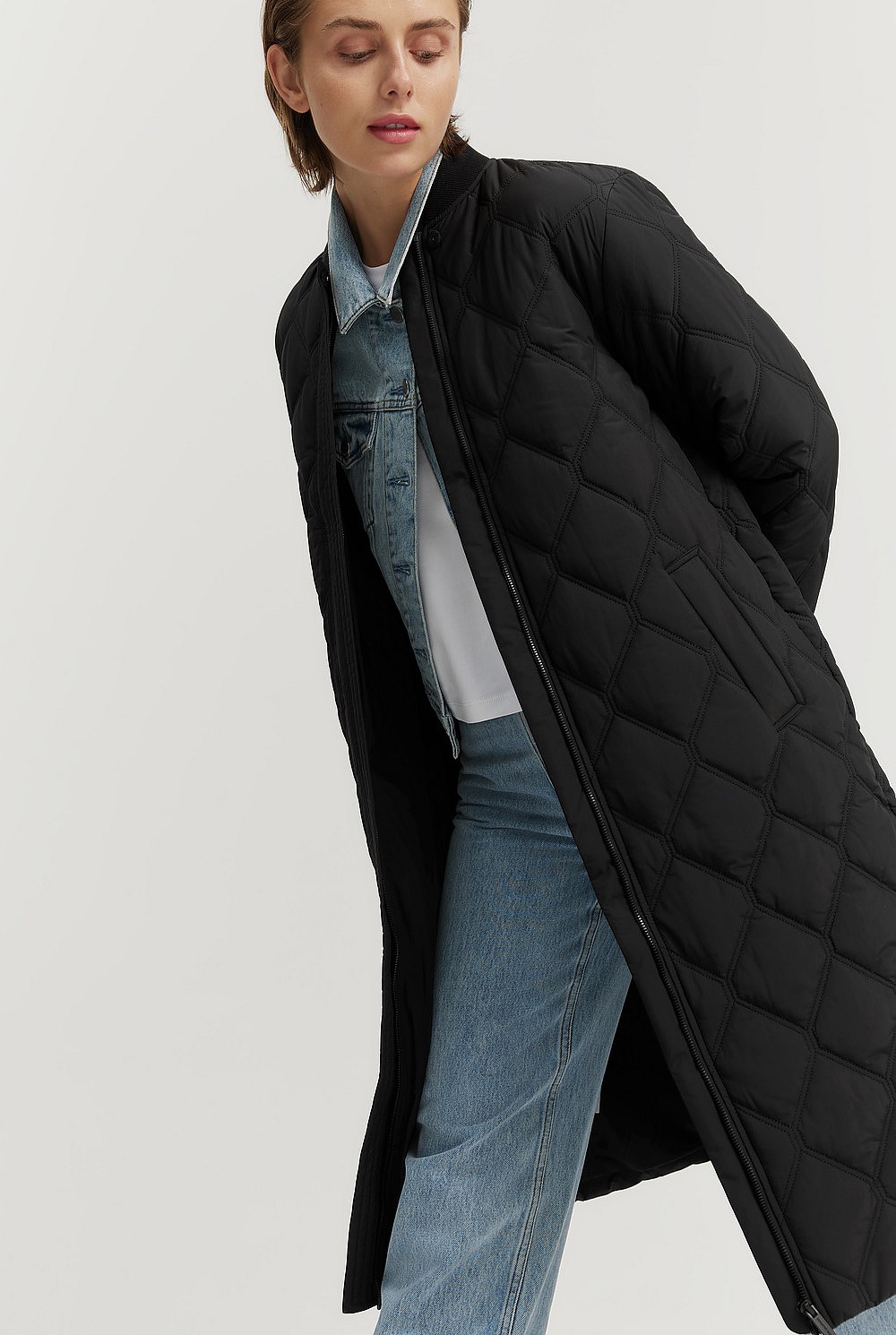 Recycled Polyester Longline Puffer Jacket