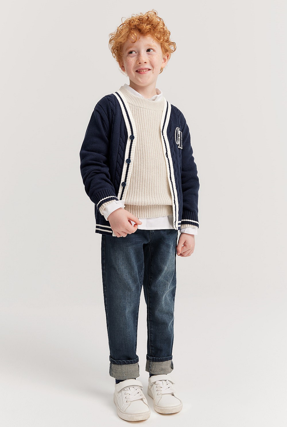 Organically Grown Cotton Varsity Cardigan