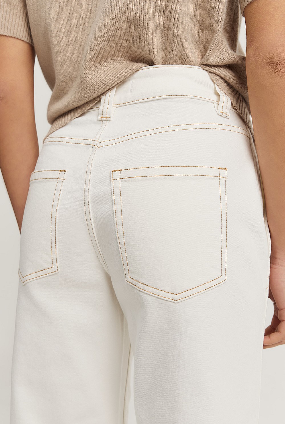 Cotton Blend High Rise Wide Leg Jean
