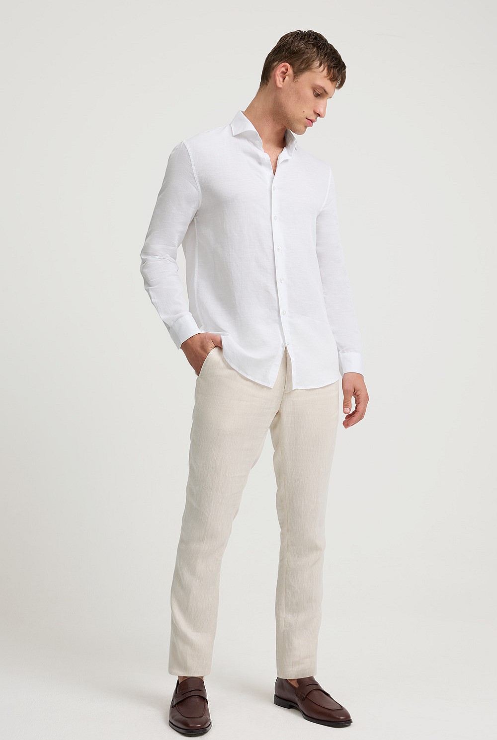 Tailored Fit Cotton Linen Blend Shirt