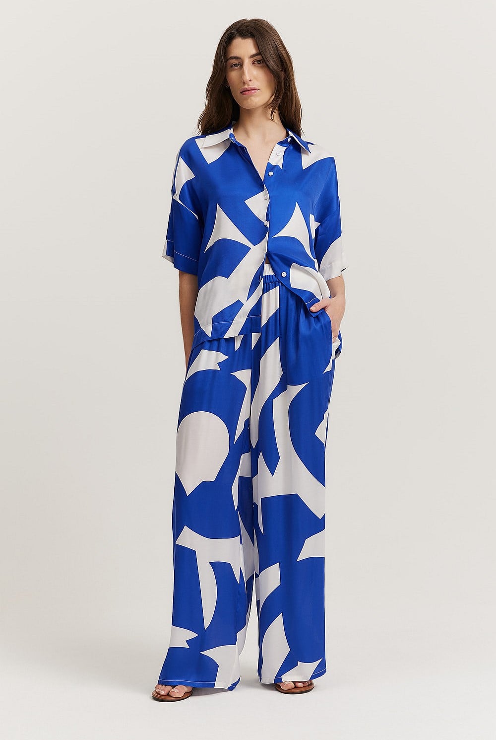 Print Short Sleeve Cupro Shirt