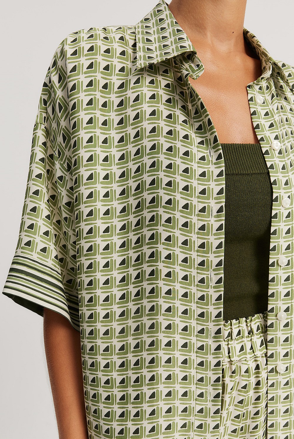 Print Short Sleeve Cupro Shirt