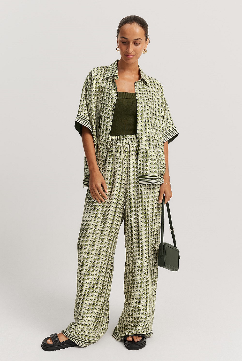 Print Short Sleeve Cupro Shirt