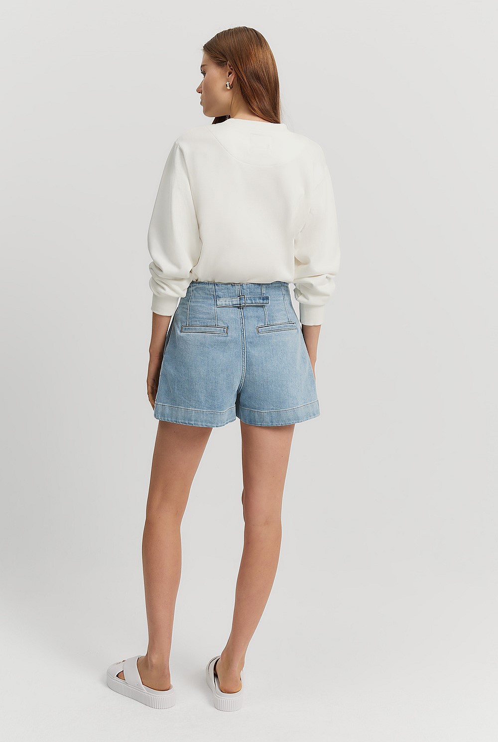 Denim Tuck Front Short