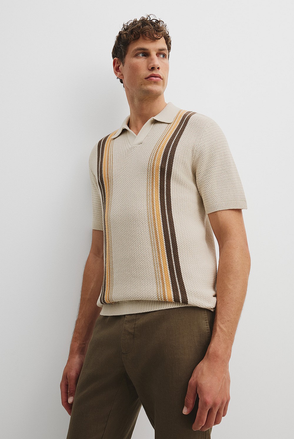 Australian Cotton Knit Stripe Polo