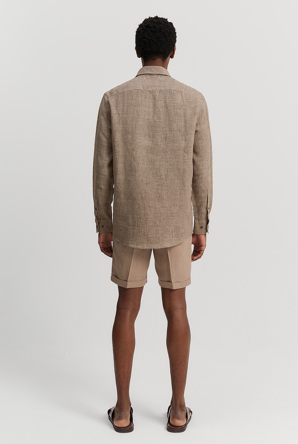 Tailored Fit Organically Grown Linen Puppytooth Shirt