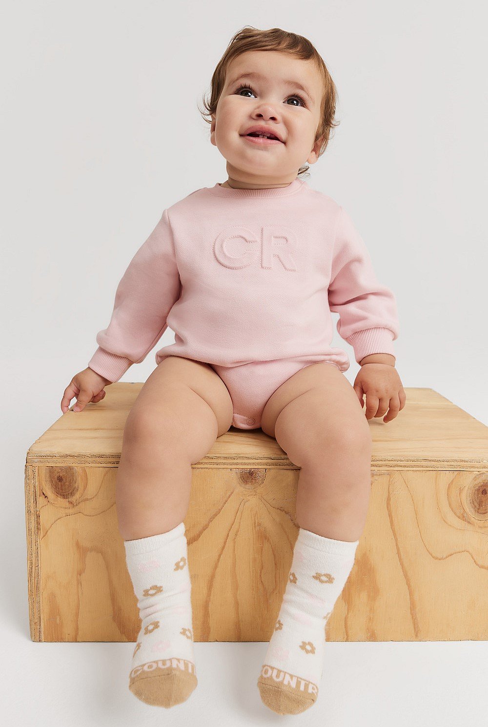 Organically Grown Cotton Oversized Logo Long Sleeve Bodysuit