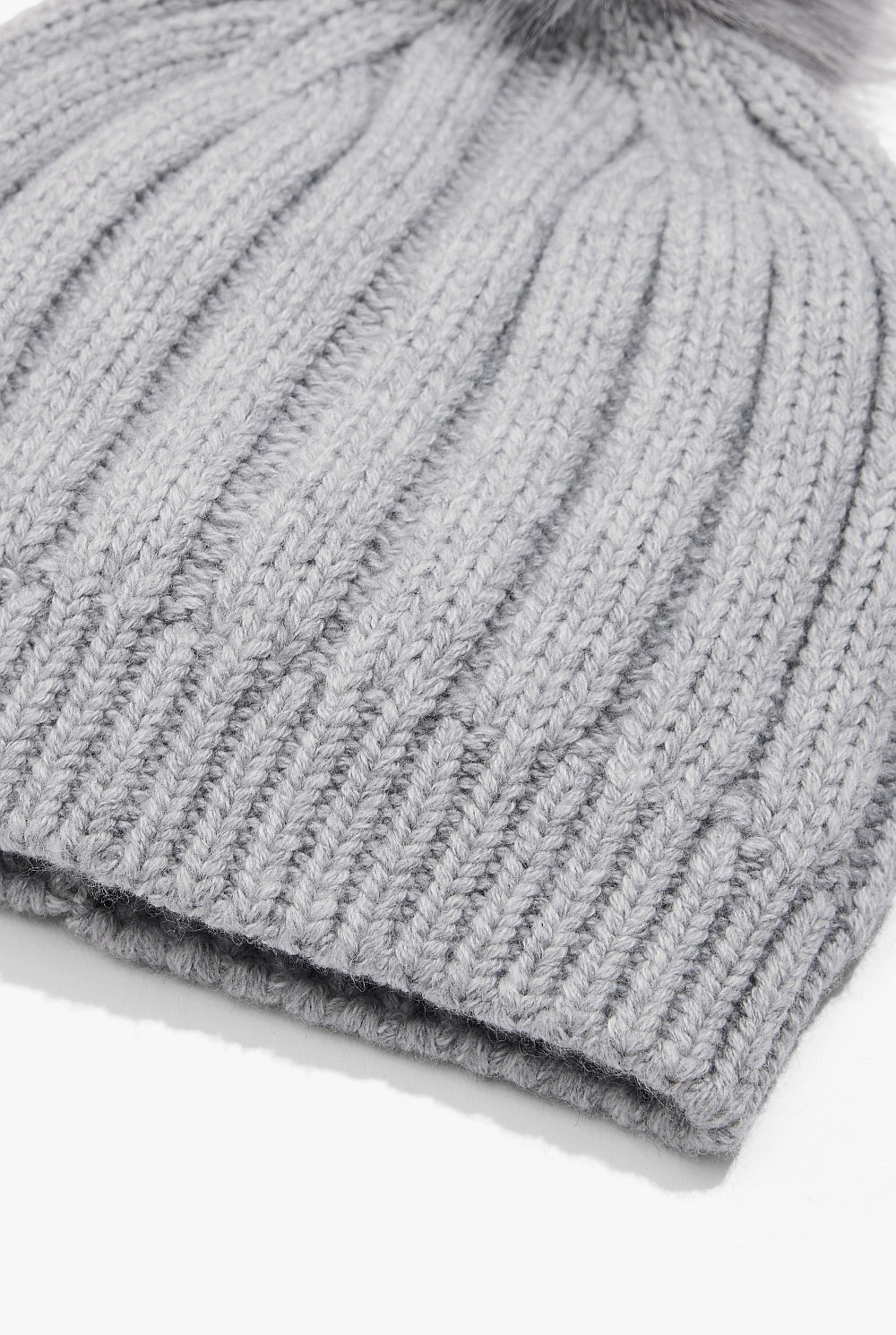 Organically Grown Cotton Blend Pom Pom Rib Beanie