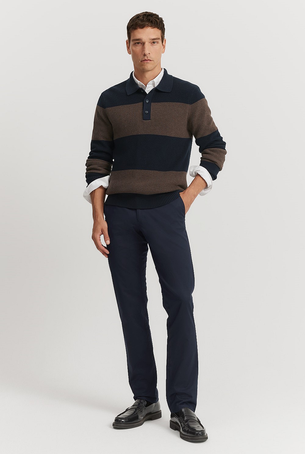 Australian Cotton Blend Stripe Wool Blend Polo