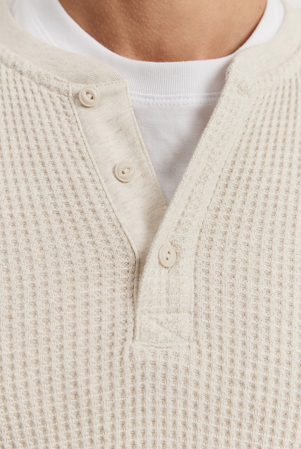 Australian Cotton Blend Waffle Henley