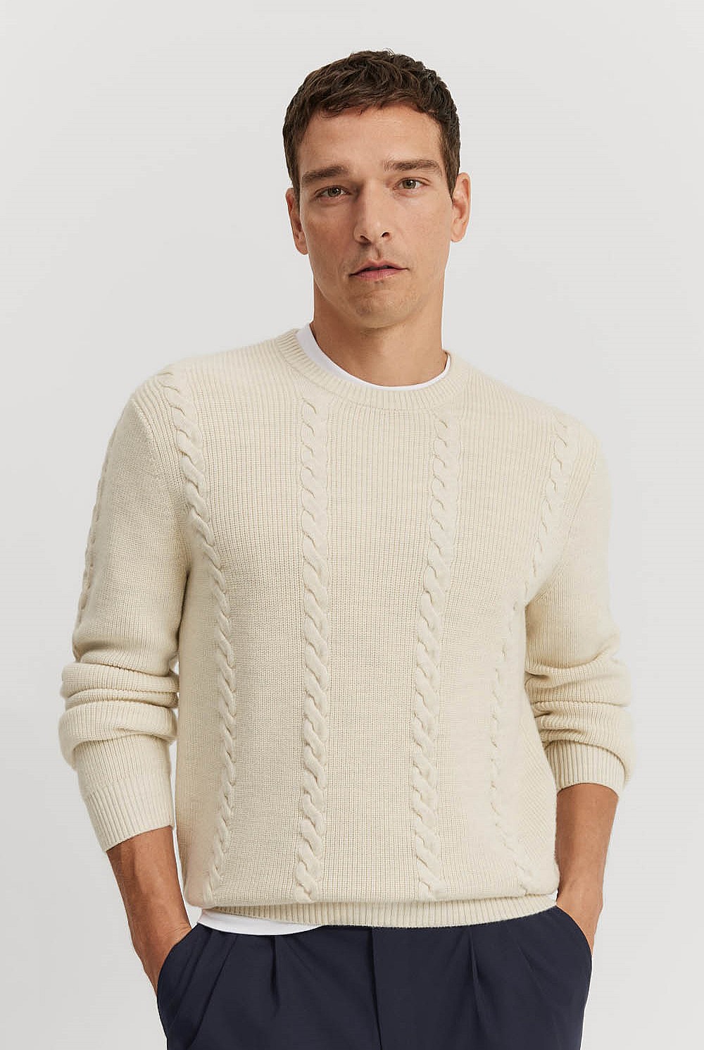 Australian Wool Cable Crew Neck Knit