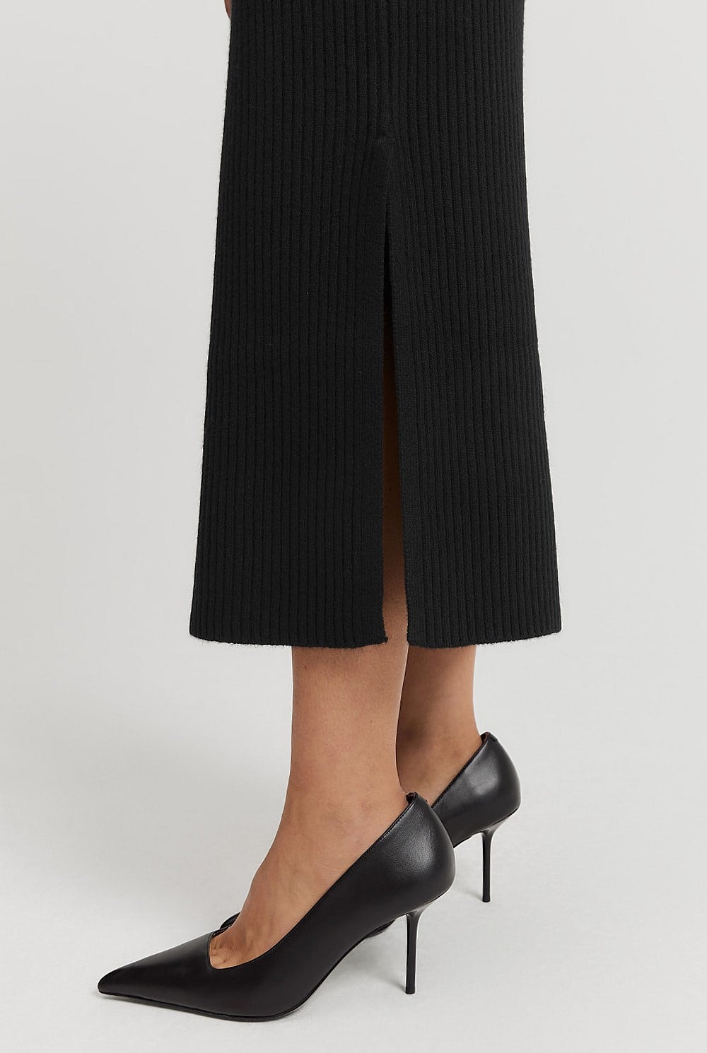 Cotton Cashmere Blend Rib Knit Skirt