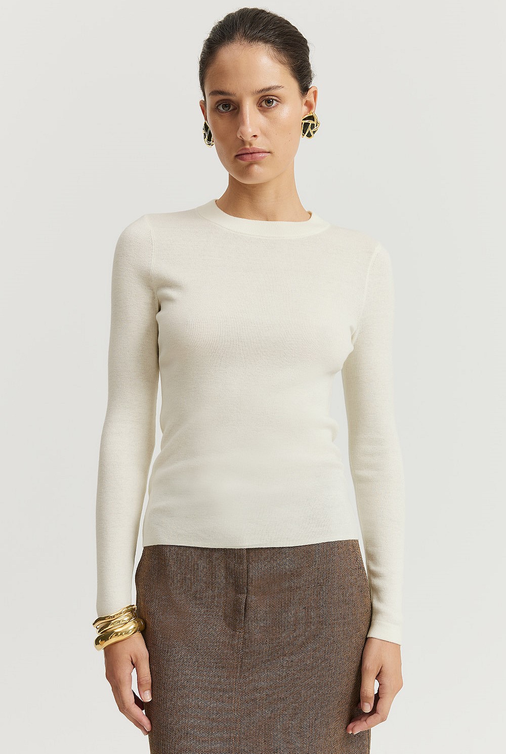 Australian Merino Wool Silk Crew Knit