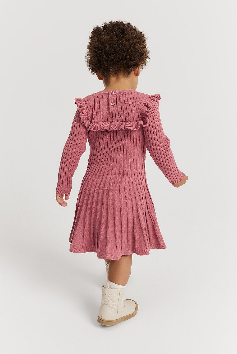 Organically Grown Cotton Blend Frill Knit Dress