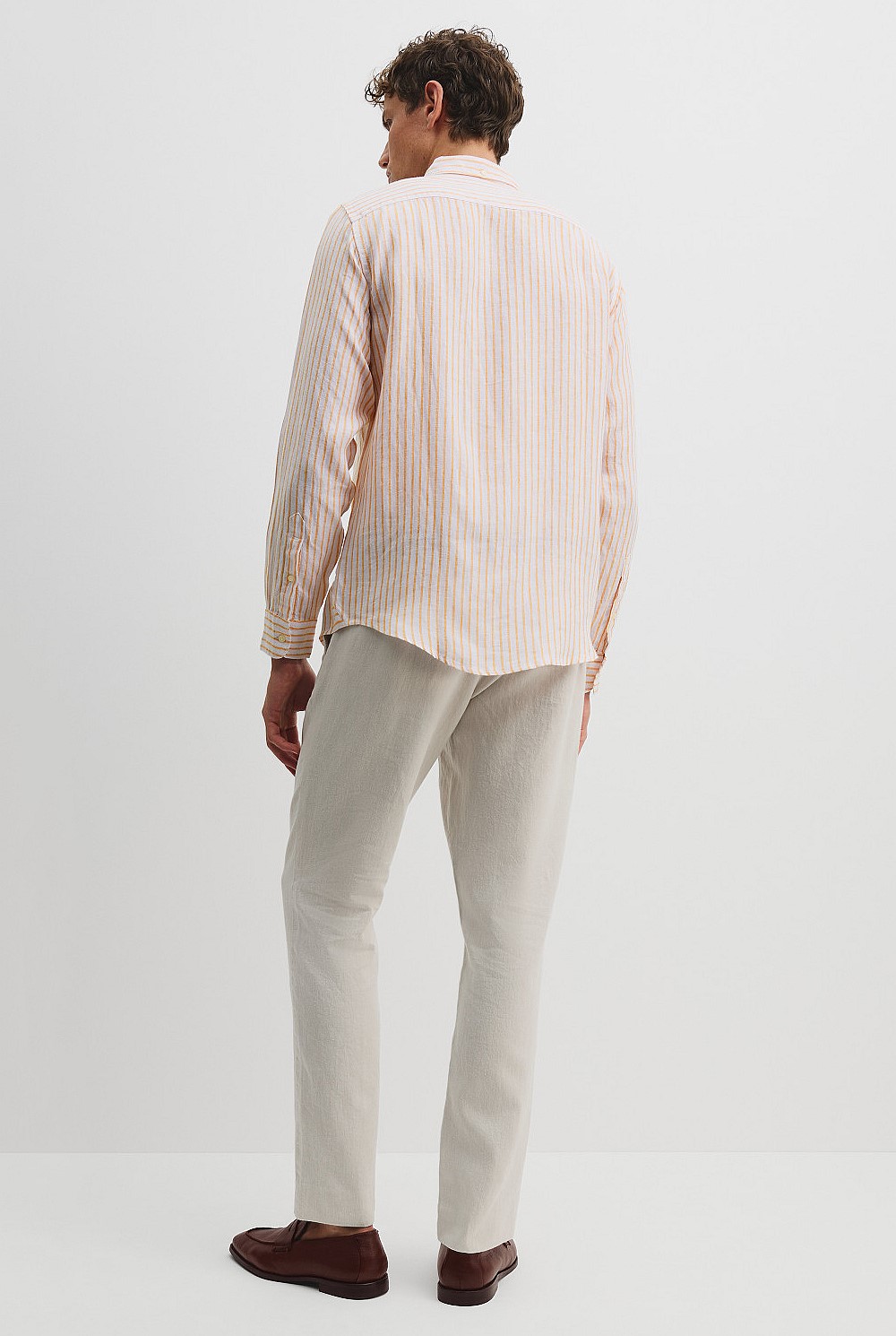 Regular Fit Organically Grown Linen Mini Stripe Shirt