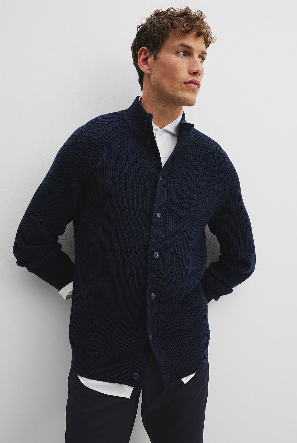 Australian Wool Rib Button-Through Knit