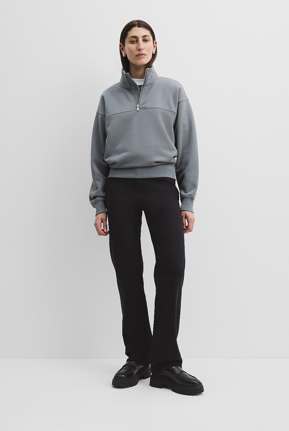 Australian Good Earth Cotton Zip Collar Sweat