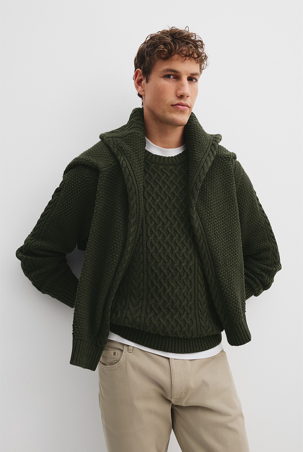 Cotton Cable Crew Knit