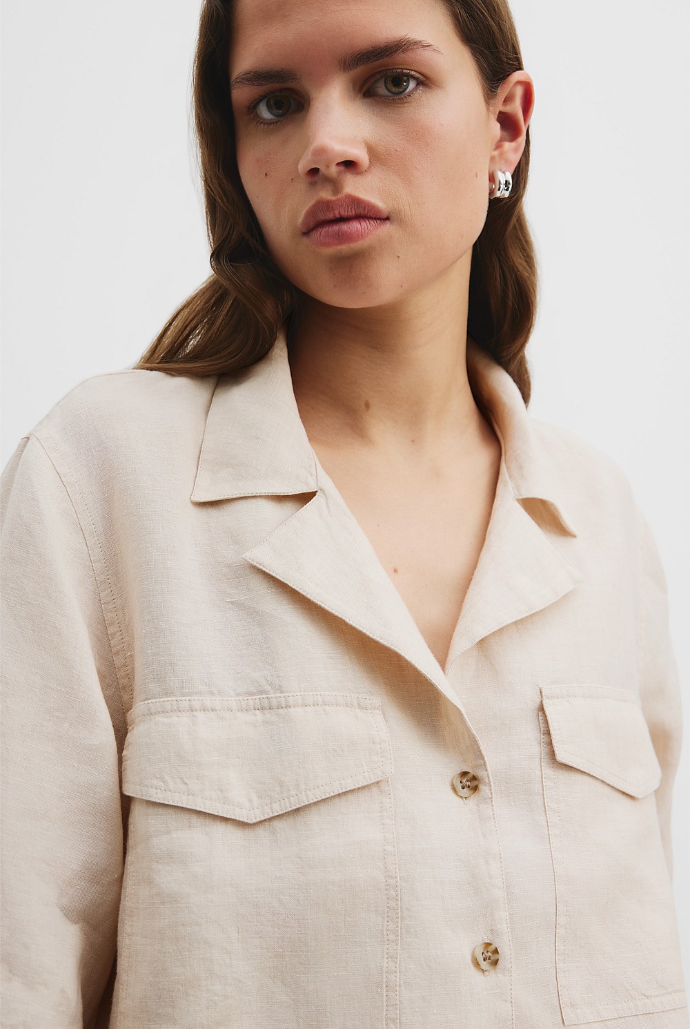 Organically Grown Linen Pocket Detail Shirt