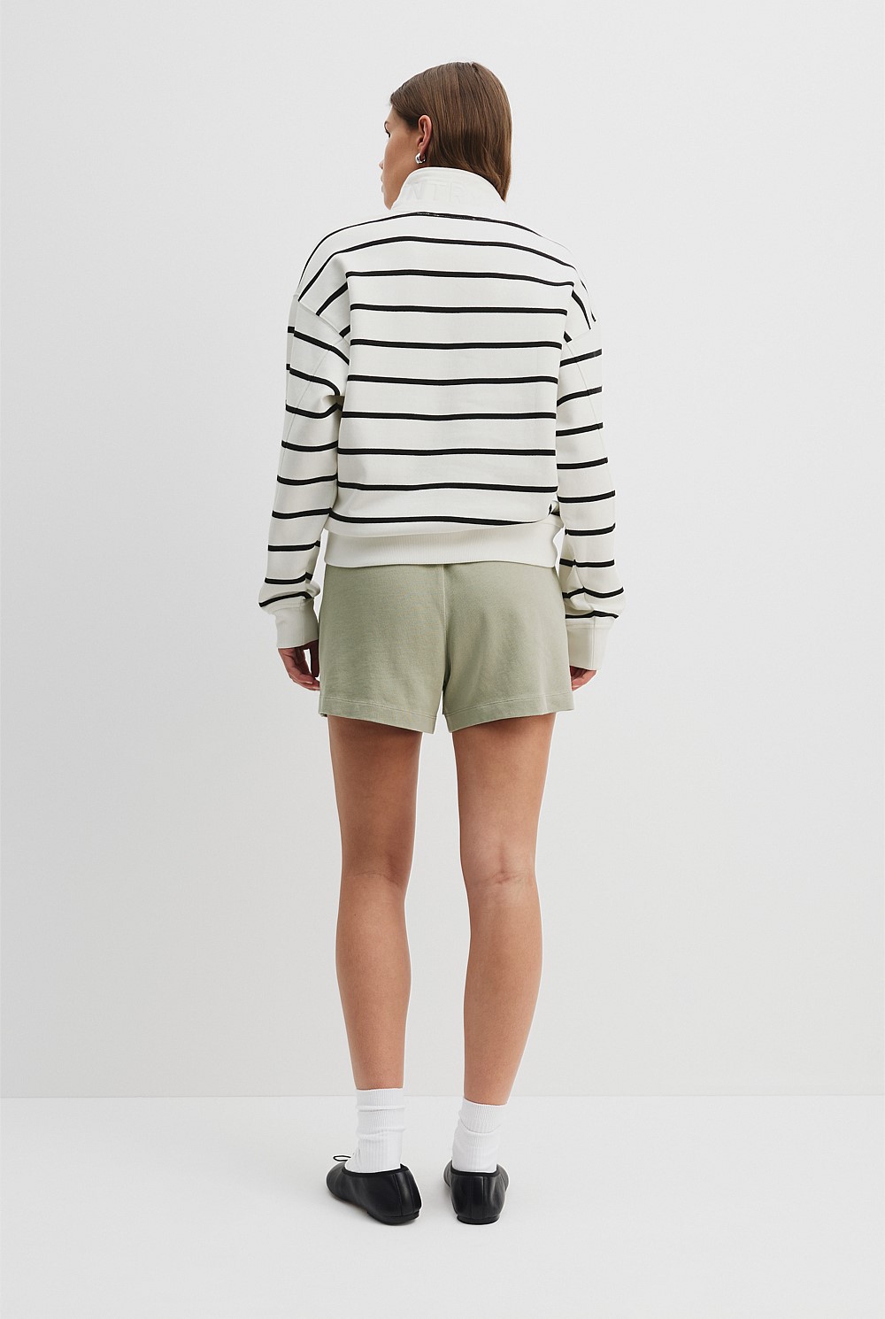 Australian Cotton Stripe Zip Collar Sweat