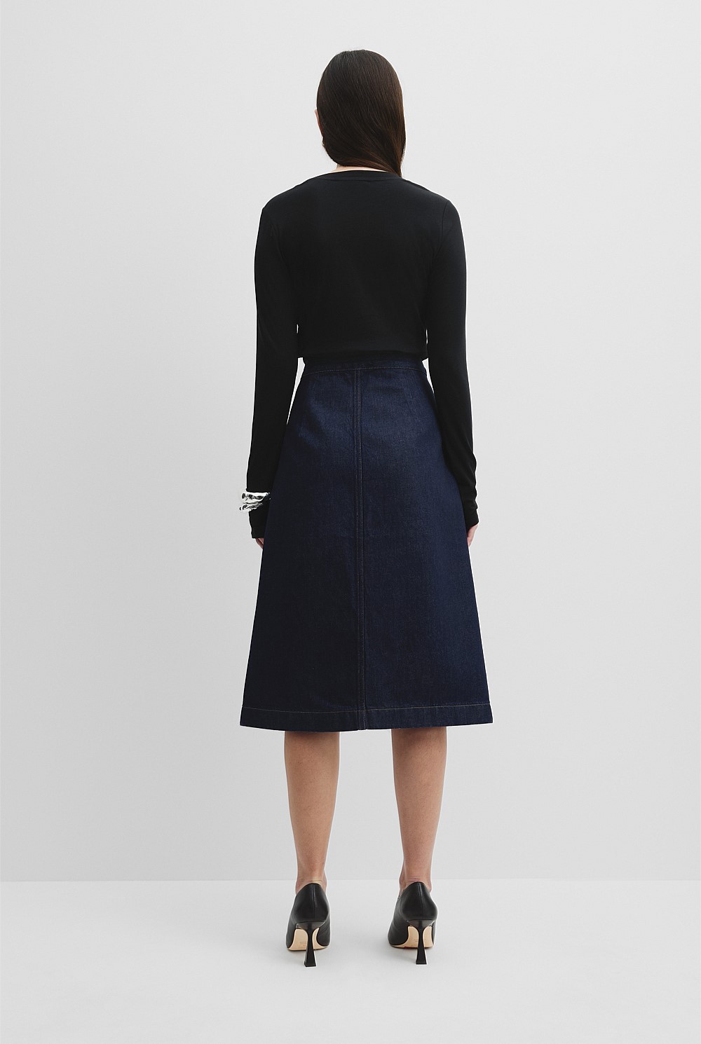 Denim Split Front Skirt