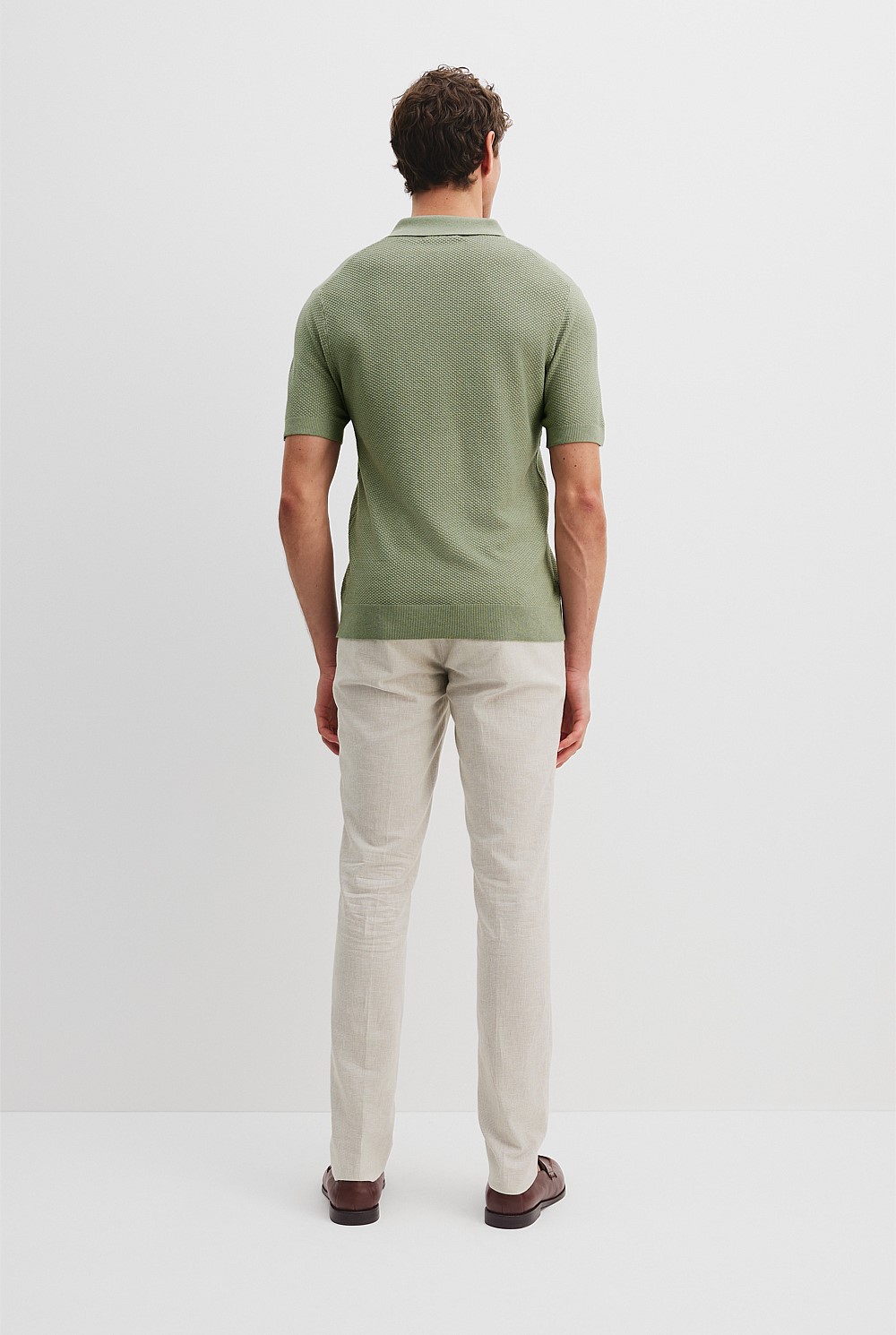 Cotton Silk Open Neck Knit Polo