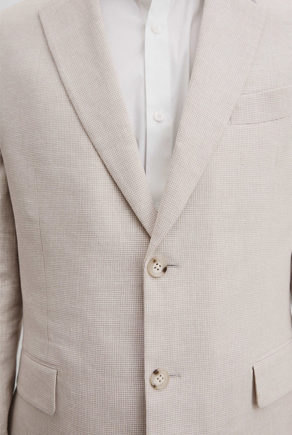 Regular Fit Linen Cotton Puppytooth Jacket