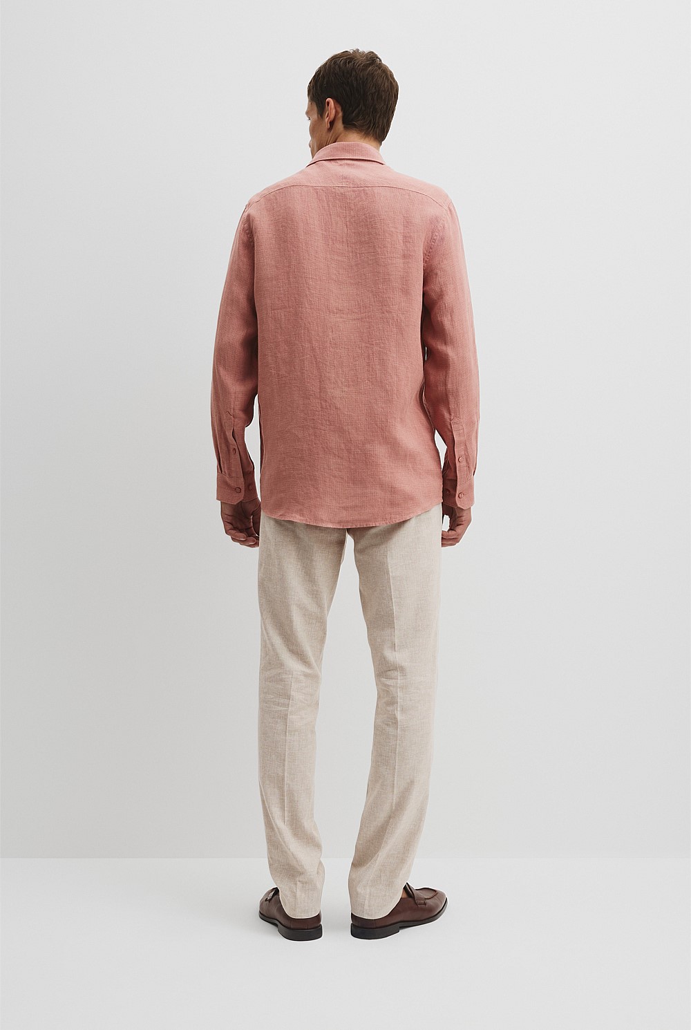 Tailored Fit Organically Grown Linen Puppytooth Shirt