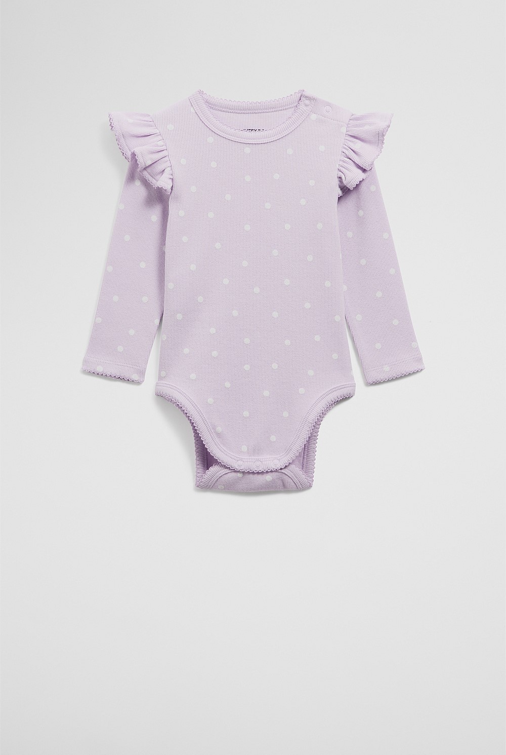 Organically Grown Cotton Frill Rib Long Sleeve Bodysuit