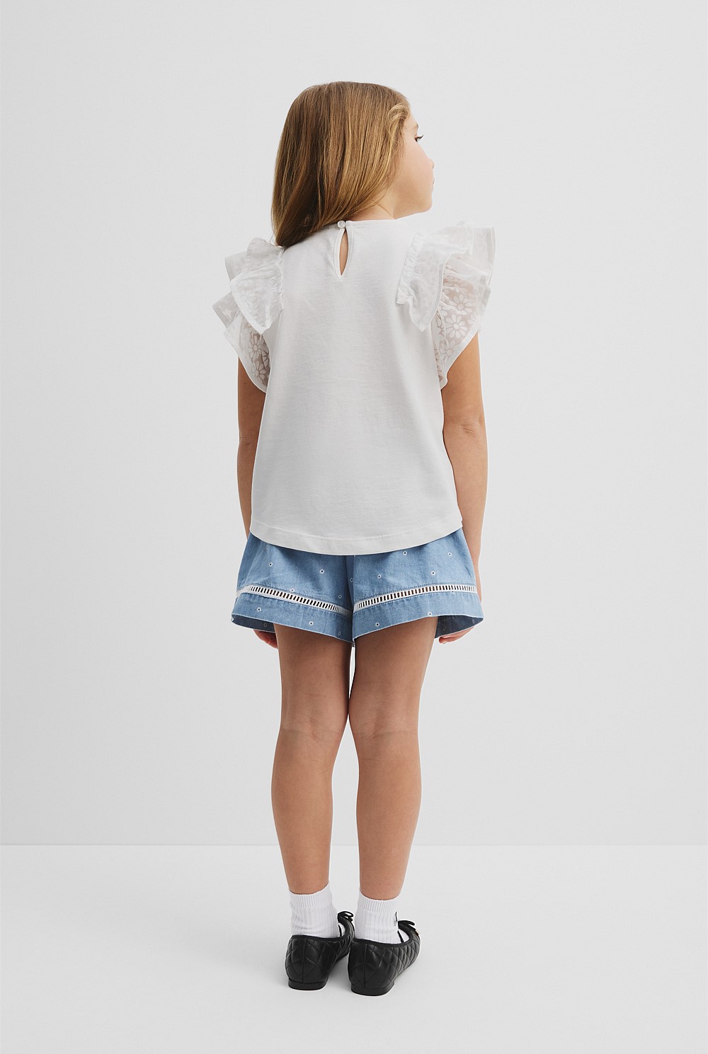 Organically Grown Cotton Frill Sleeve T-Shirt