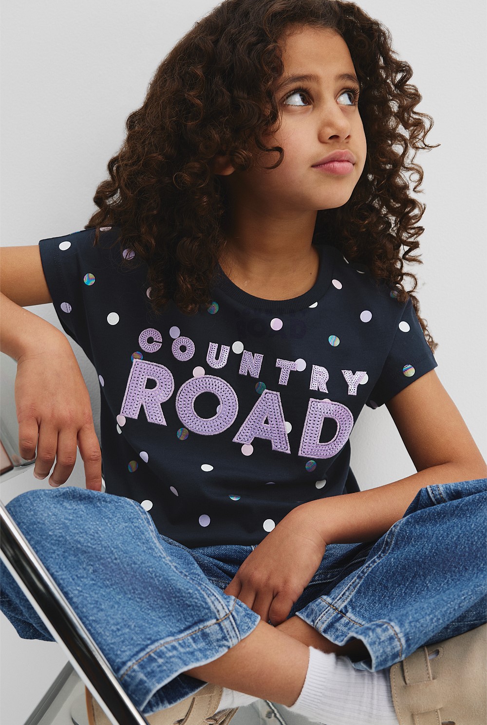 Organically Grown Cotton Sequin Logo T-Shirt