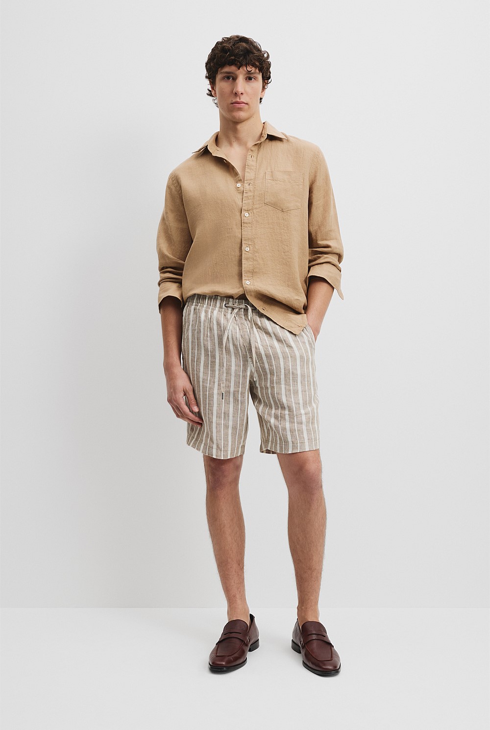 Organically Grown Linen Stripe Drawcord Short