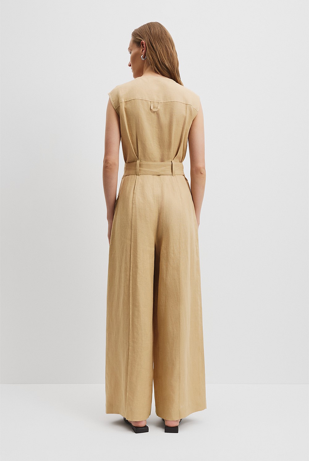 Organically Grown Linen Utility Detail Jumpsuit