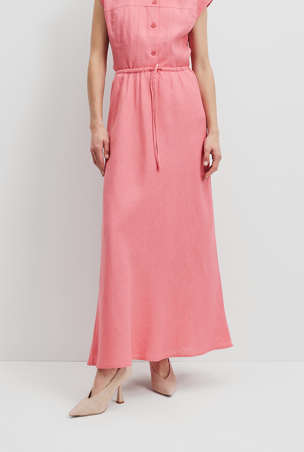 Organically Grown Linen Yarn Dyed Bias Skirt