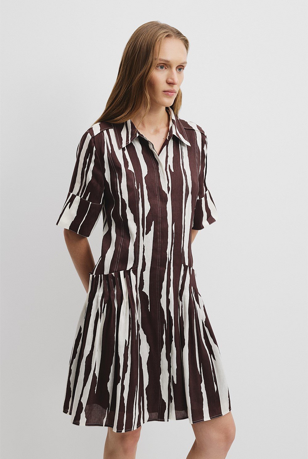 Print Tuck Pocket Mini Dress