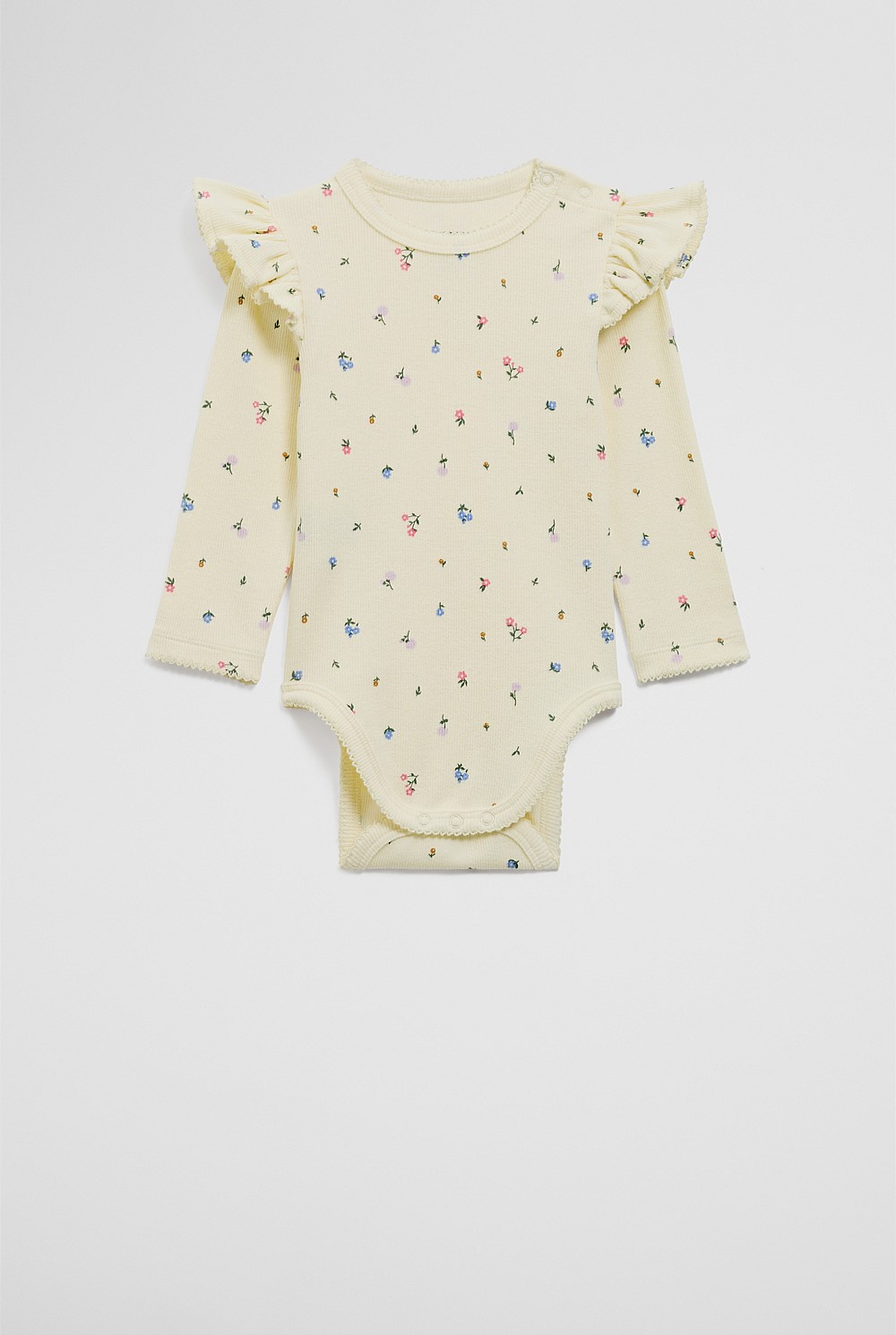 Organically Grown Cotton Rib Frill Long Sleeve Bodysuit