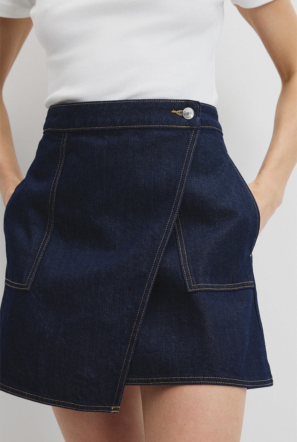 Denim Wrap Mini Skirt