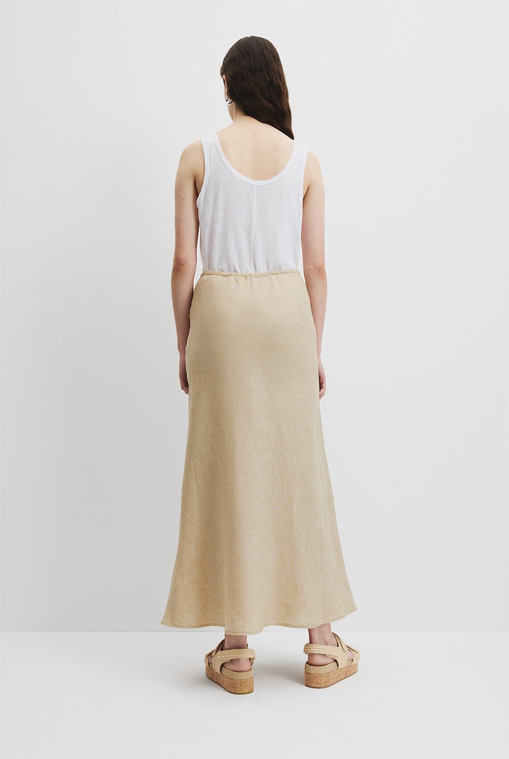 Organically Grown Linen Yarn Dyed Bias Skirt