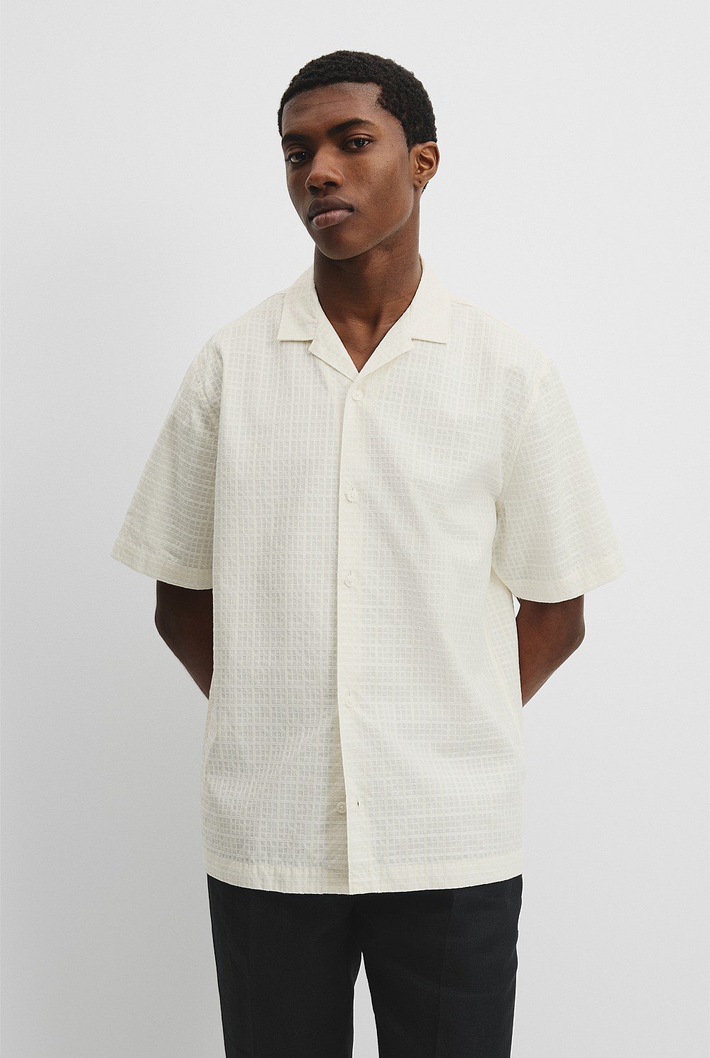 Short Sleeve Jacquard Woven Shirt