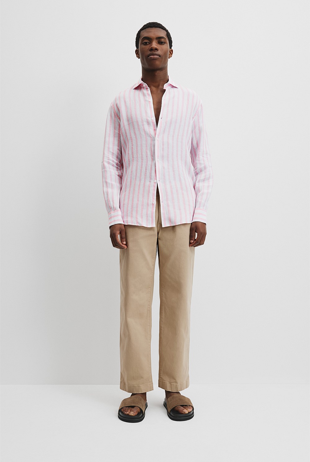 Tailored Fit Organically Grown Linen Stripe Shirt