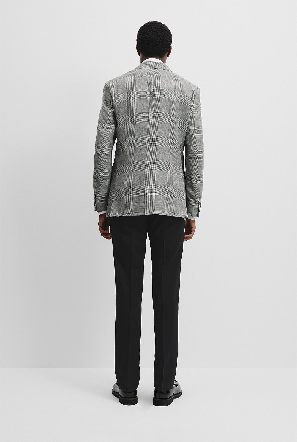 Regular Fit Linen Blend Prince Of Wales Blazer