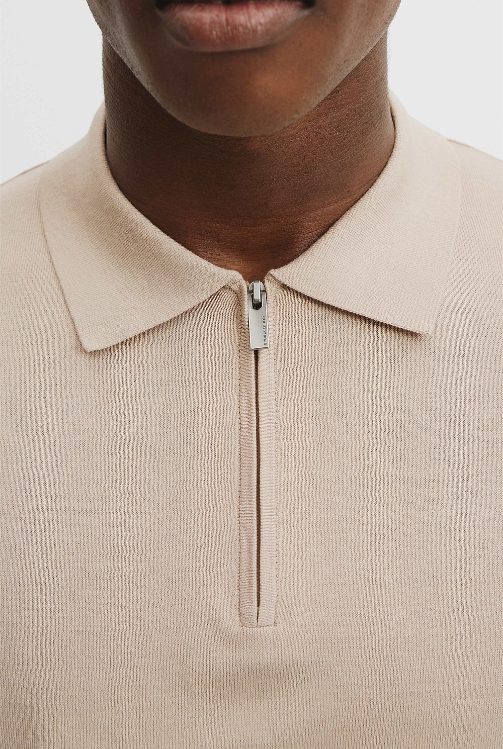 Cotton Silk Zip Knit Polo