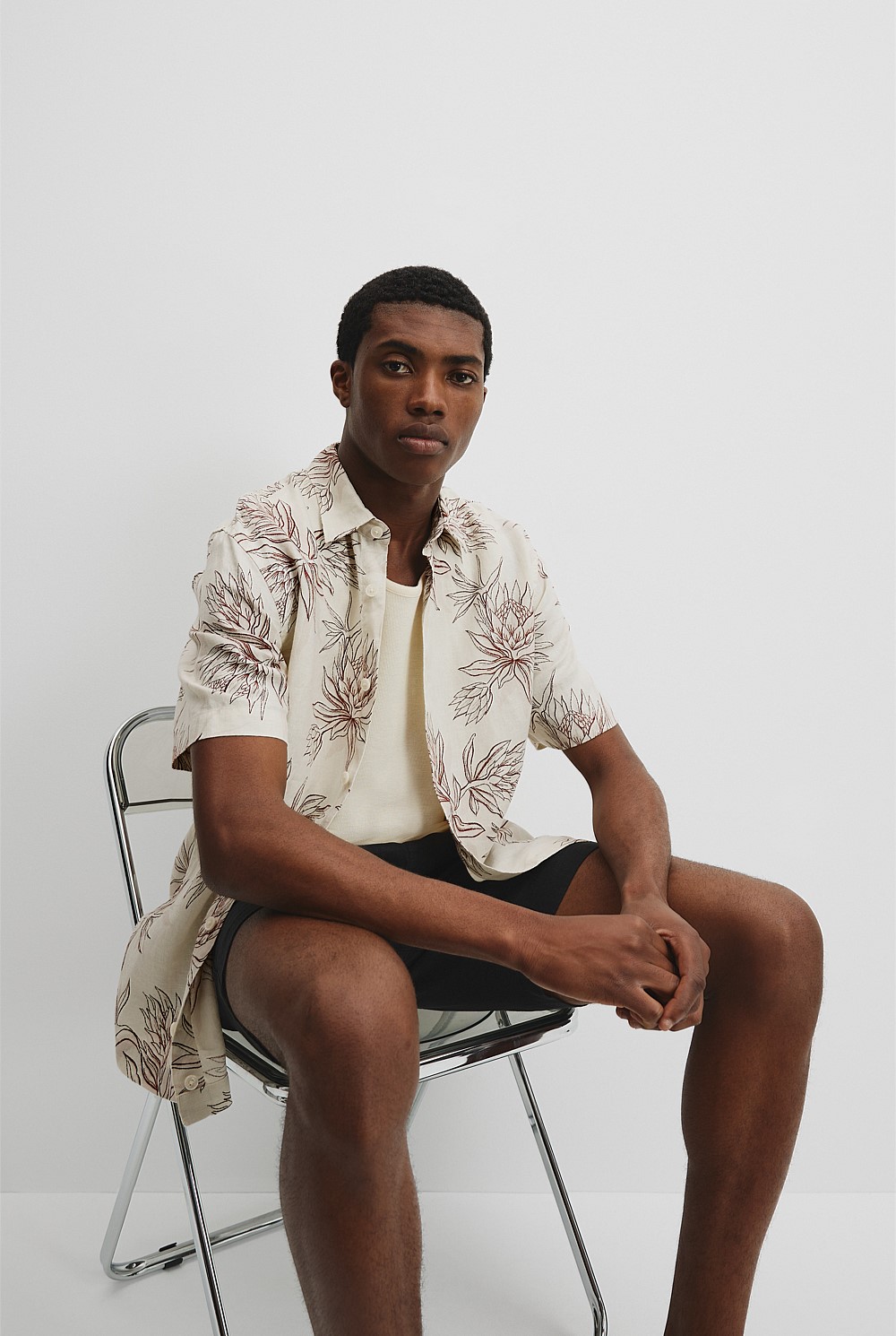 Organically Grown Linen Short Sleeve Botanical Shirt