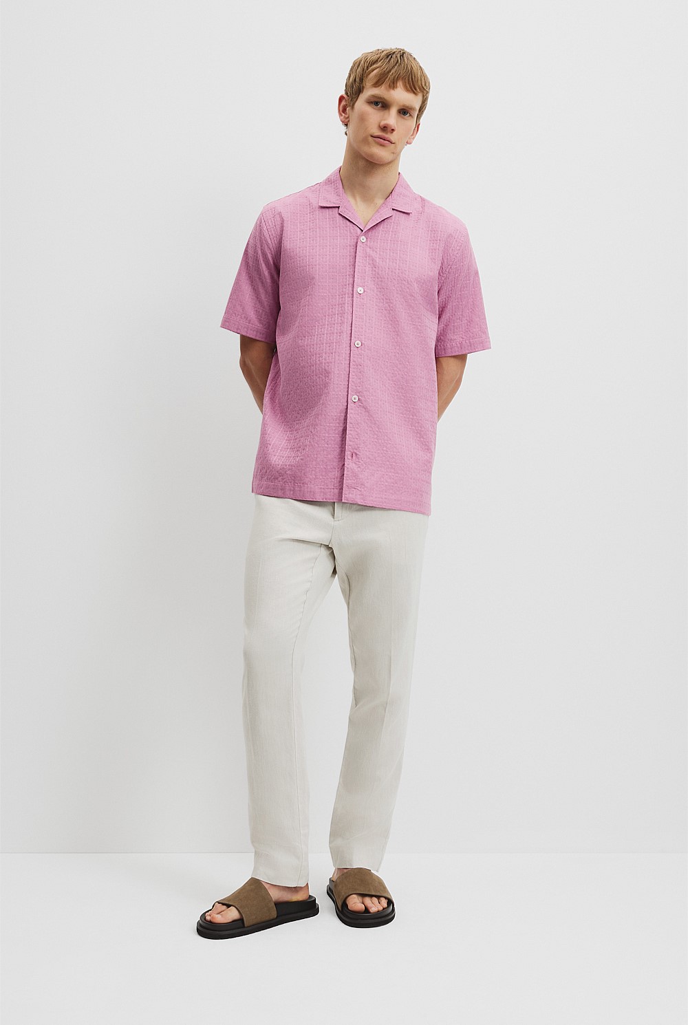 Short Sleeve Jacquard Woven Shirt