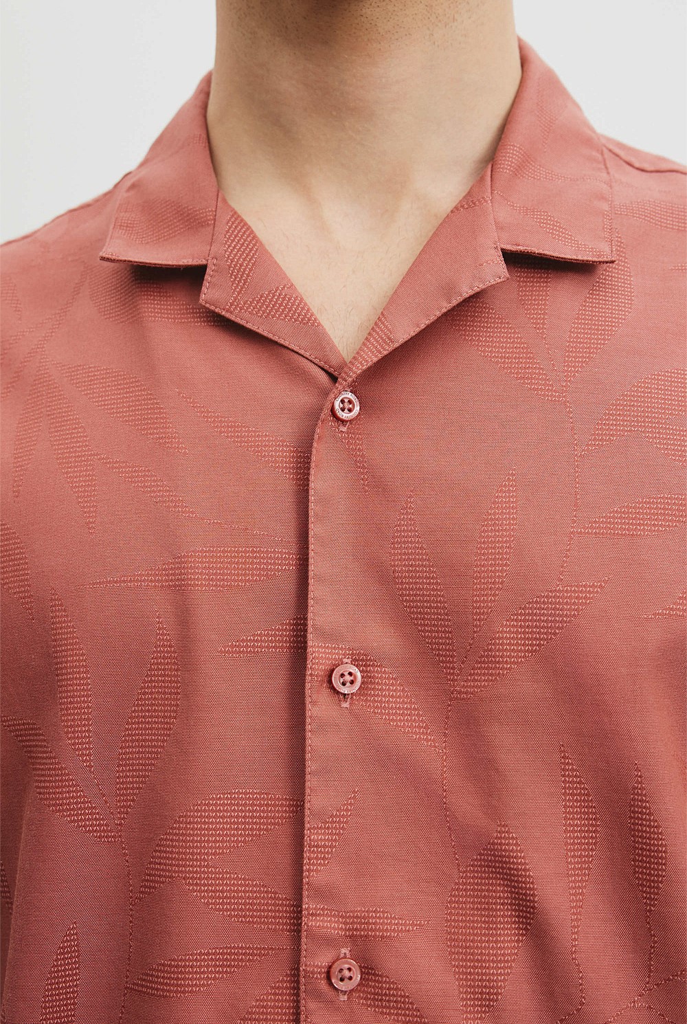 Australian Cotton Short Sleeve Revere Jacquard Shirt