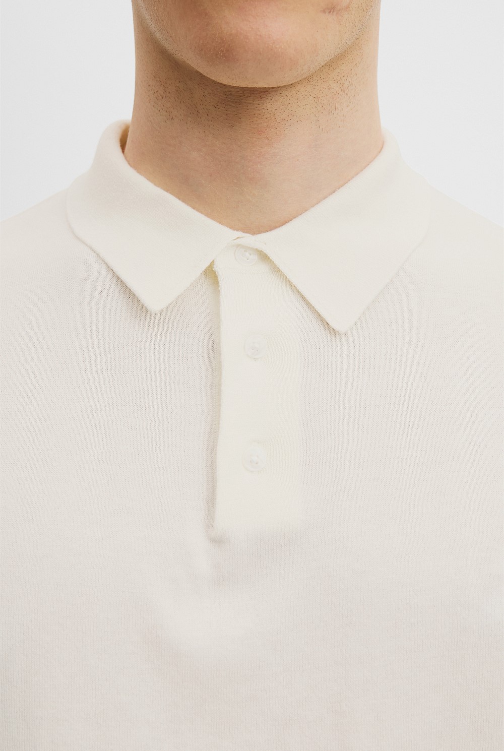 Cotton Silk Button Knit Polo